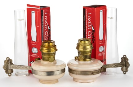 ALADDIN MODEL NO. B / NO. 0153 AND 0153A KEROSENE BRACKET LAMPS, LOT OF TWO