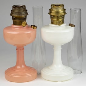 ALADDIN MODEL B-28 AND B-30 / SIMPLICITY KEROSENE STAND LAMPS, LOT OF TWO