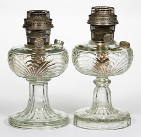 ALADDIN MODEL B-39 AND B-50 / WASHINGTON DRAPE KEROSENE STAND LAMPS, LOT OF TWO