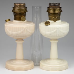 ALADDIN PRE-WAR MODEL B-75 / LINCOLN DRAPE KEROSENE STAND LAMPS, LOT OF TWO