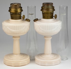 ALADDIN MODEL B-75 / LINCOLN DRAPE KEROSENE STAND LAMPS, LOT OF TWO