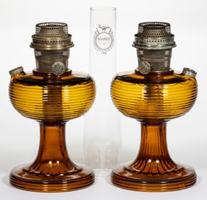 ALADDIN MODEL B-82 / BEEHIVE KEROSENE STAND LAMPS, LOT OF TWO