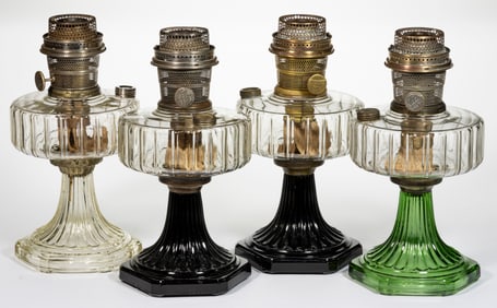 ALADDIN MODEL B-100, B-104, AND B-105 / CORINTHIAN KEROSENE STAND LAMPS, LOT OF FOUR