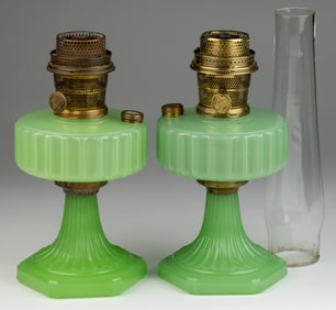 ALADDIN MODEL B-115 / CORINTHIAN KEROSENE STAND LAMPS, LOT OF TWO