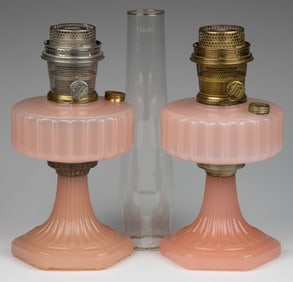 ALADDIN MODEL B-116 / CORINTHIAN KEROSENE STAND LAMPS, LOT OF TWO
