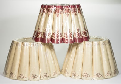 ALADDIN WHIP-O-LITE KEROSENE PAPER LAMP SHADES, LOT OF THREE