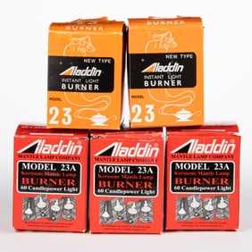 ALADDIN MODEL 23 BRASS KEROSENE LAMP BURNERS, LOT OF FIVE
