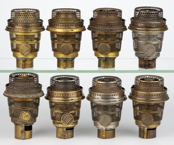 ALADDIN MODEL B BRASS AND NICKEL KEROSENE LAMP BURNERS, LOT OF EIGHT