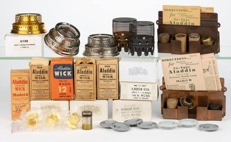 ASSORTED ALADDIN KEROSENE LAMP PARTS, UNCOUNTED LOT