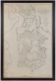 RARE CIVIL WAR MAP OF YORKTOWN TO WILLIAMSBURG, VIRGINIA