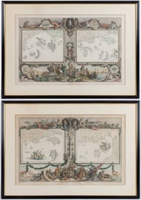 JOHN PRINE (ENGLAND, 1690-1756) ENGLAND DEFEATING THE SPANISH ARMADA CHARTS / MAPS, LOT OF TWO