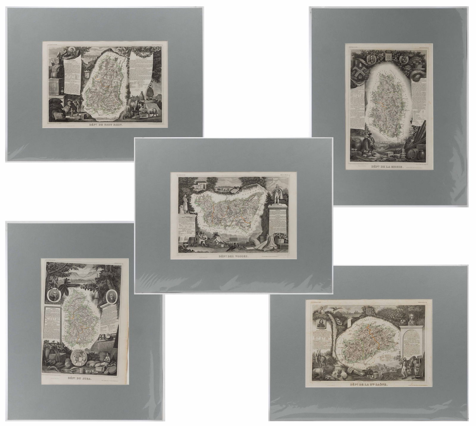 VICTOR LEVASSEUR (FRENCH, 1800-1870) REGIONAL MAPS OF FRANCE, LOT OF FIVE (1 of 5)