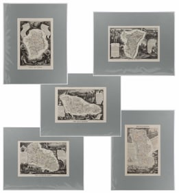 VICTOR LEVASSEUR (FRENCH, 1800-1870) REGIONAL MAPS OF FRANCE, LOT OF FIVE