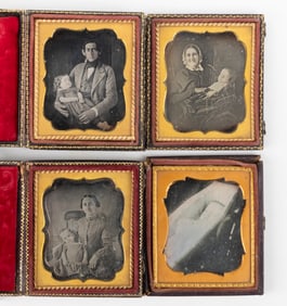POST-MORTEM CHILDREN SIXTH-PLATE DAGUERREOTYPE PHOTOGRAPHS, LOT OF FOUR