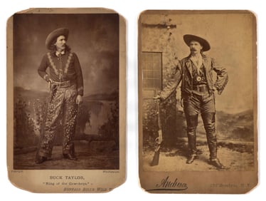 ANTIQUE WESTERN COWBOY CABINET CARD PHOTOGRAPHS, LOT OF TWO