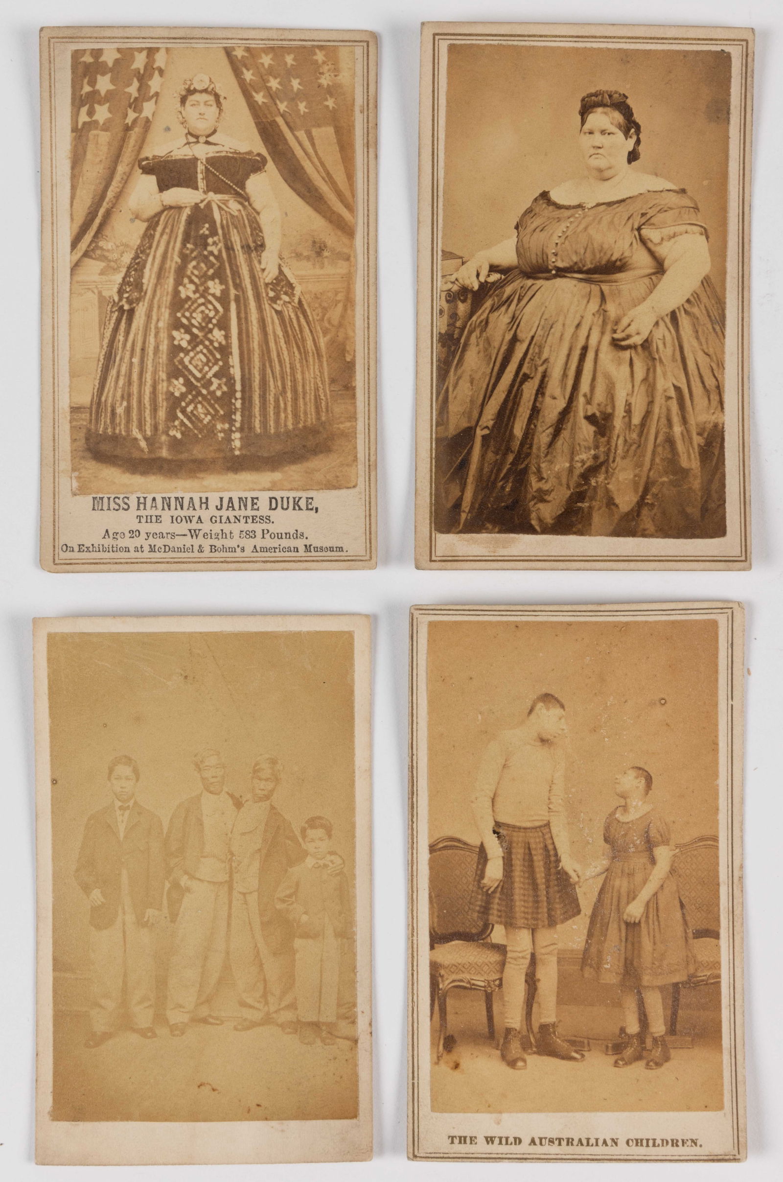 CIRCUS / SIDESHOW PERFORMER CARTES DE VISITE, LOT OF FOUR (1 of 2)