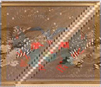 PATRIOTIC AMERICAN "NEW YORK" EMBLEM NEEDLEWORK PICTURE / PANEL