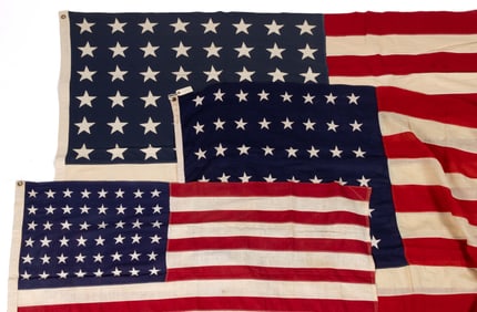 48-STAR AMERICAN NATIONAL ARIZONA STATEHOOD SEWN FLAGS, LOT OF THREE