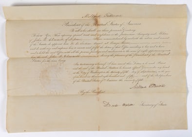 MILLARD FILLMORE (1800-1874) PRESIDENTIAL APPOINTMENT DOCUMENT