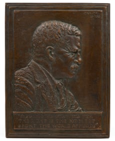 JAMES EARLE FRASER (AMERICAN, 1876-1953) CAST BRONZE BAS-RELIEF THEODORE ROOSEVELT MEMORIAL WALL