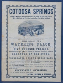 EXTREMEMLY RARE COTOOSA SPRINGS, GEORGIA BROADSIDE