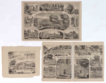 RARE VIRGINIA / WEST VIRGINIA SPRINGS LITHOGRAPH PRINTS, LOT OF THREE