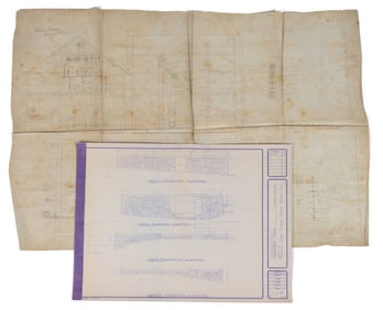 MASSIES MILL, NELSON CO., VIRGINIA MILL DRAFTING DRAWINGS, LOT OF TWO