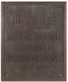 BIGGS FURNITURE COMPANY RICHMOND, VIRGINIA BRONZE SIGN / PLAQUE