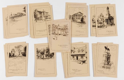 WILLIAM MEADE PRINCE (VIRGINIA / NORTH CAROLINA, 1893-1951) RICHMOND SKETCH BOOK POST CARDS, LOT OF