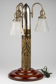 WORLD WAR I / WWI TRENCH ART WITH MASONIC / FREEMASONRY TABLE LAMP
