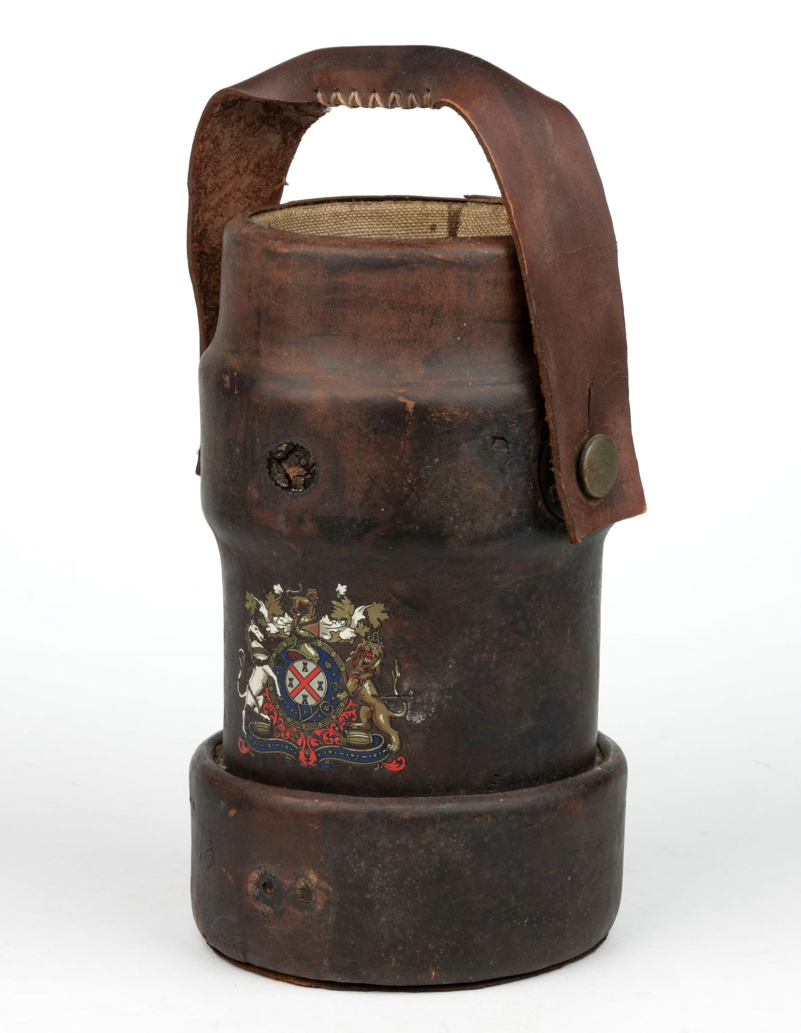 WORLD WAR II / WWII BRITISH ROYAL NAVY LEATHER CORDITE BUCKET (1 of 3)
