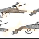 ANTIQUE SEGLAS, LONDON ALL-STEEL DOUBLE-BARREL FLINTLOCK POCKET PISTOLS, PAIR