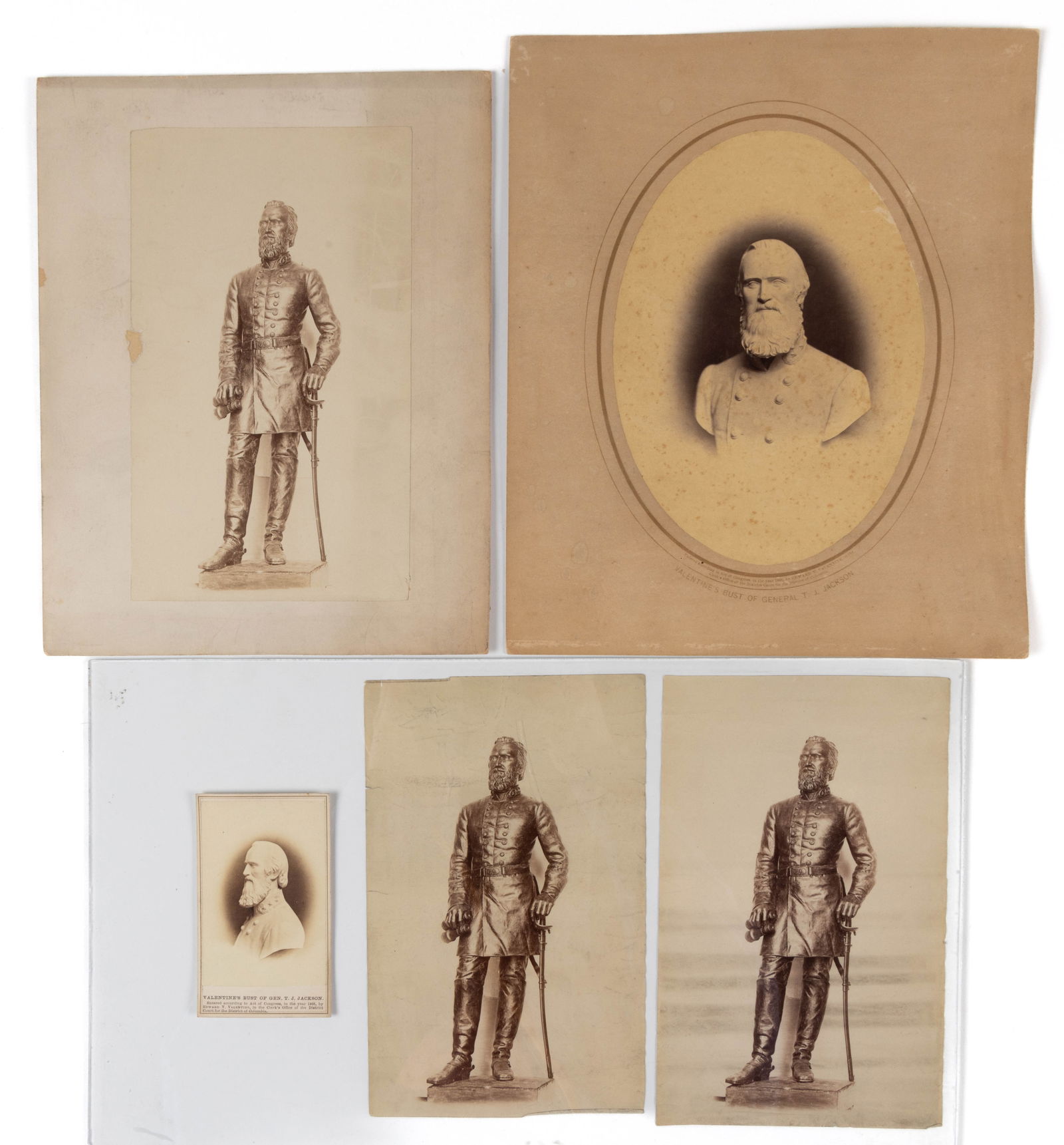 CIVIL WAR CONFEDERATE GEN. STONEWALL JACKSON PHOTOGRAPHS, LOT OF FIVE (1 of 4)