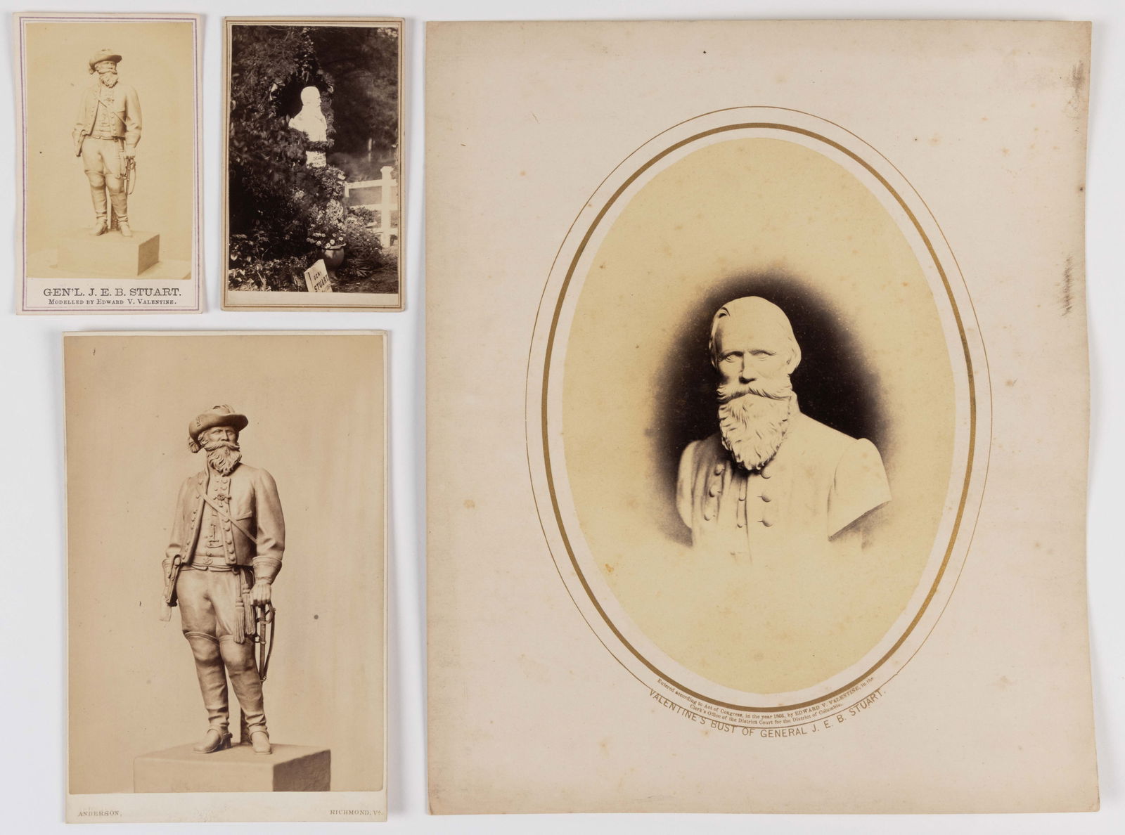 CIVIL WAR CONFEDERATE GEN. J.E.B. STUART PHOTOGRAPHS, LOT OF FOUR (1 of 2)