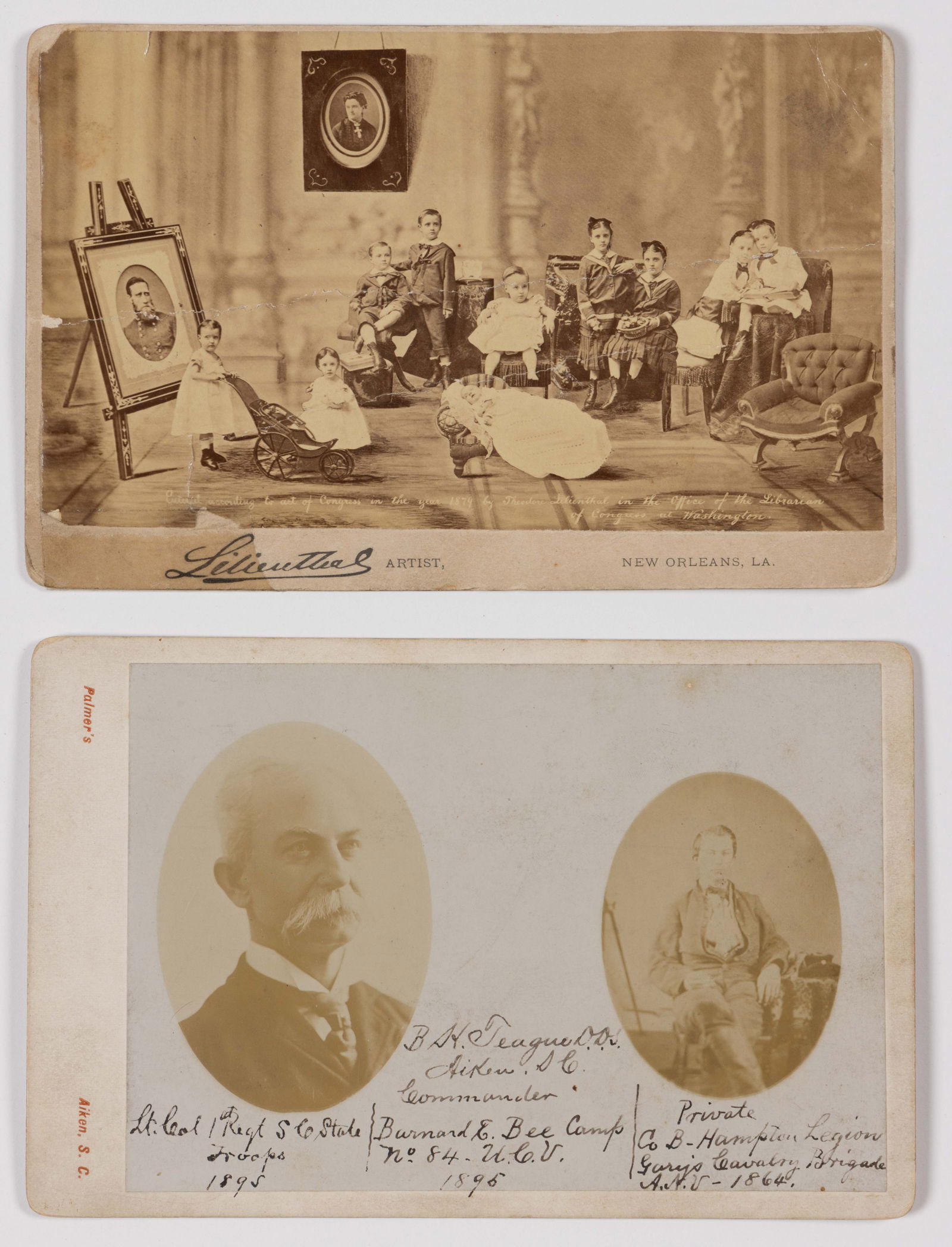 ANTIQUE CIVIL WAR CONFEDERATE CABINET CARD PHOTOGRAPHS, LOT OF TWO (1 of 2)