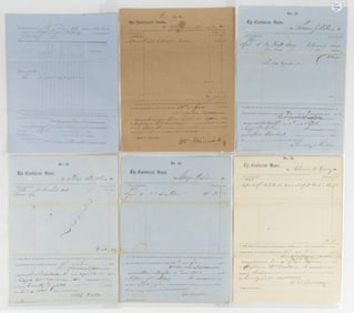 CIVIL WAR CONFEDERATE SHENANDOAH VALLEY OF VIRGINIA 1862 PURCHASE ABSTRACTS, LOT OF SIX