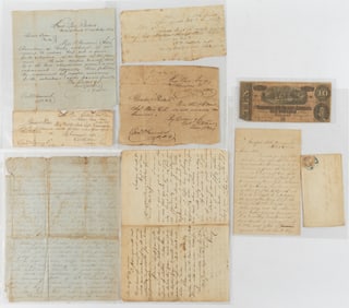 CIVIL WAR CONFEDERATE AND OTHER ARCHIVAL MATERIAL, LOT OF NINE