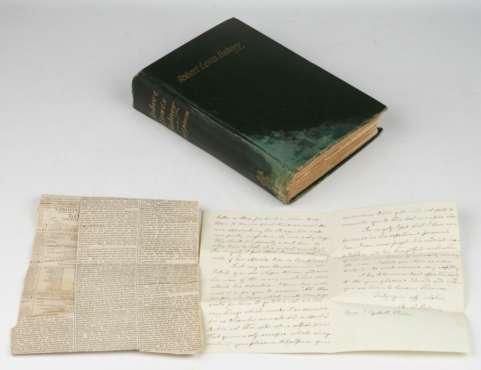 CIVIL WAR CONFEDERATE OFFICER BIOGRAPHY AND SIGNED LETTER, LOT OF TWO (1 of 1)