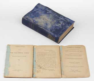 CIVIL WAR UNION ARMY REGULATIONS VOLUME AND PAMPHLETS, LOT OF FOUR