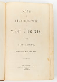 RARE CIVIL WAR WEST VIRGINIA STATEHOOD FIRST SESSION VOLUME
