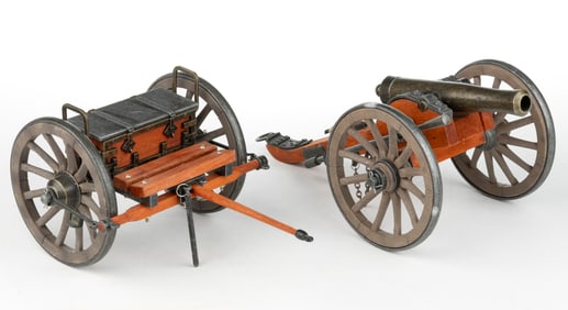 DAHLGREN REPLICA CIVIL WAR CANNON AND CAISSON MODEL, LOT OF TWO
