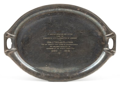 VIRGINIA GOVERNOR AND CONFEDERATE SOLDIER PRESENTATION SILVER-PLATED TRAY