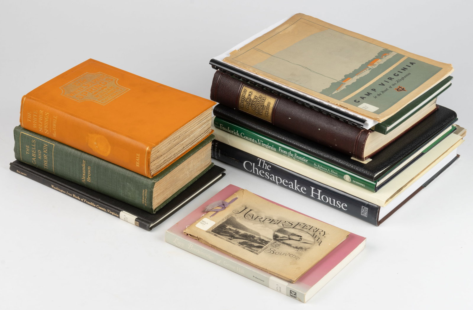 VIRGINIA / WEST VIRGINIA HISTORICAL VOLUMES, LOT OF 19: VIRGINIA / WEST VIRGINIA HISTORICAL VOLUMES, LOT OF 19, including (1) Brown, The Cabells and Their Kin, A Memorial Volume of History, Biography, and Genealogy, 1895; (2) MacCorkle, The 