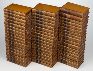 ANTIQUARIAN BRITISH LITERATURE FINE BINDINGS, 54-VOLUME SET