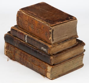 ANTIQUARIAN LEATHER-BOUND VOLUMES, LOT OF FOUR