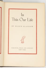 ELLEN GLASGOW SIGNED FIRST EDITION LITERARY VOLUME