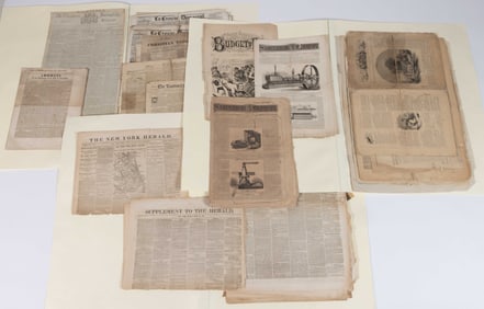 ASSORTED 18TH AND 19TH CENTURY NEWSPAPERS, UNCOUNTED LOT IN THREE FOLDERS