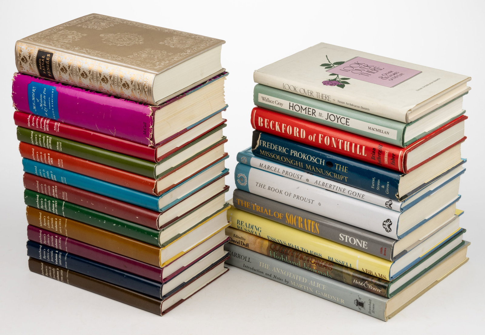 LITERARY AND OTHER VOLUMES, LOT OF 22: LITERARY AND OTHER VOLUMES, LOT OF 22, including Marchand (ed.), Byron's Letters & Journals, ten-volume set, Harvard Press; Michel-Thiriet, The Book of Proust; and Proust,&