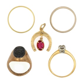 VINTAGE 10K AND 14K GOLD JEWELRY, LOT OF FIVE