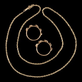 VINTAGE / CONTEMPORARY 14K YELLOW GOLD JEWELRY, LOT OF THREE